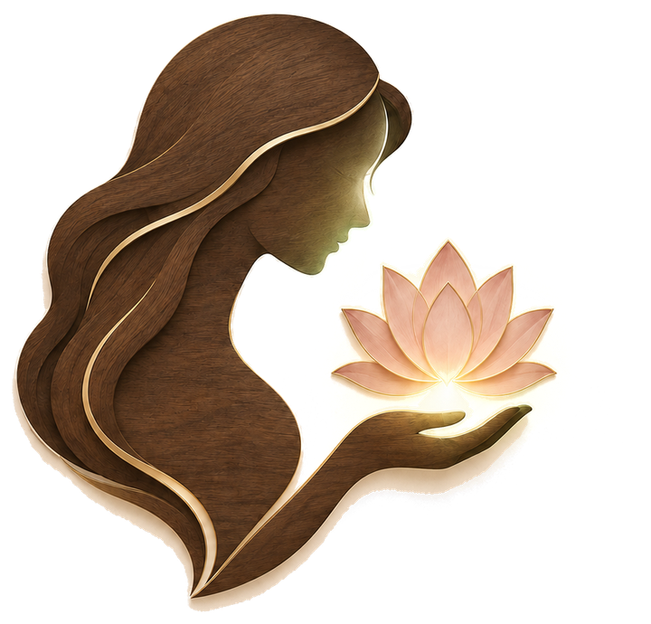 WHIN Cares: an illustrated woman with flowing hair and a lotus flower